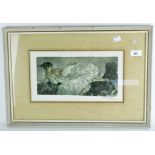 A print of a reclining lady in a white dress, signed in pencil lower right Russell Flint,