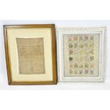 A Victorian alphanumeric sampler, signed 'Mary Jessica ----- 1986', 42cm x 31cm, framed,