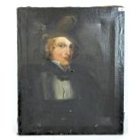 A 19th century oil on canvas portrait of a gentleman in a hat,