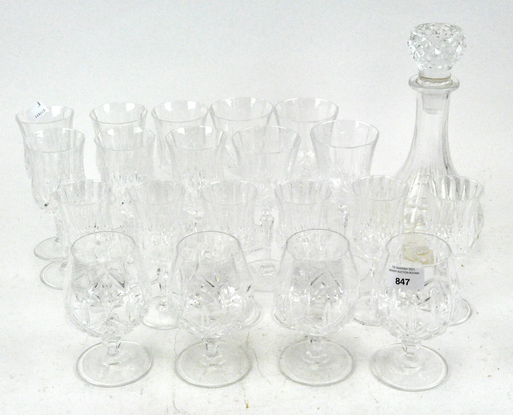 A collection of cut glassware, to include brandy balloons,