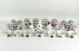 A collection of Royal Worcester Eversham ceramics, including egg coddlers,