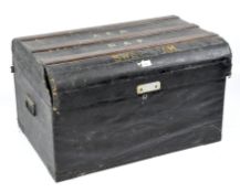 An RAF wooden travelling trunk, marked 'AEA' and the name 'Swaffham',