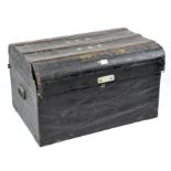 An RAF wooden travelling trunk, marked 'AEA' and the name 'Swaffham',
