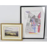 A print titled 'Bathampton Meadows', signed J. Riley and a pencil and ink drawing