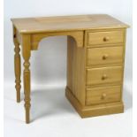 A contemporary pine kneehole desk,