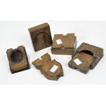 Five Victorian wooden pocket watch holders, with sliding or hinged mechanisms,