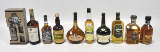 Assorted whisky and cognac, including Jack Daniels, Glen Afton, Canadian club, Courvoisier,