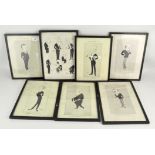 A collection of Fred May black and white prints of comical figures