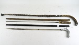 Two Victorian sword sticks, one with a horn handle,