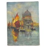 An unsigned oil on canvas, depicting Saint Mark's Basilica in Venice,