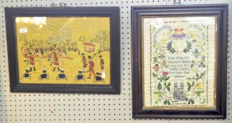 Two mid 20th century needleworks featuring the British monarchy,
