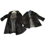 A vintage Maxwell Croft ladies fur coat together with another similar example and a fur hat.