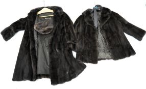 A vintage Maxwell Croft ladies fur coat together with another similar example and a fur hat.