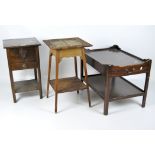 A 20th century wooden drinks trolley together with two side tables and two occasional tables