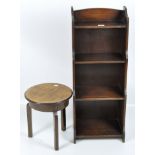 A Victorian mahogany book shelf together with a small circular mahogany coffee table