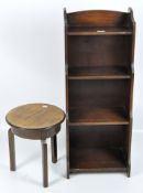 A Victorian mahogany book shelf together with a small circular mahogany coffee table