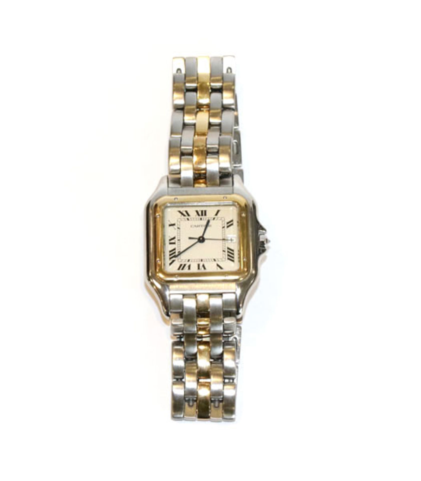 Cartier Panthere Herren Armbanduhr, Edelstahl/18 k Gelbgold, Quarzwerk, Neupreis 6250,--, guter