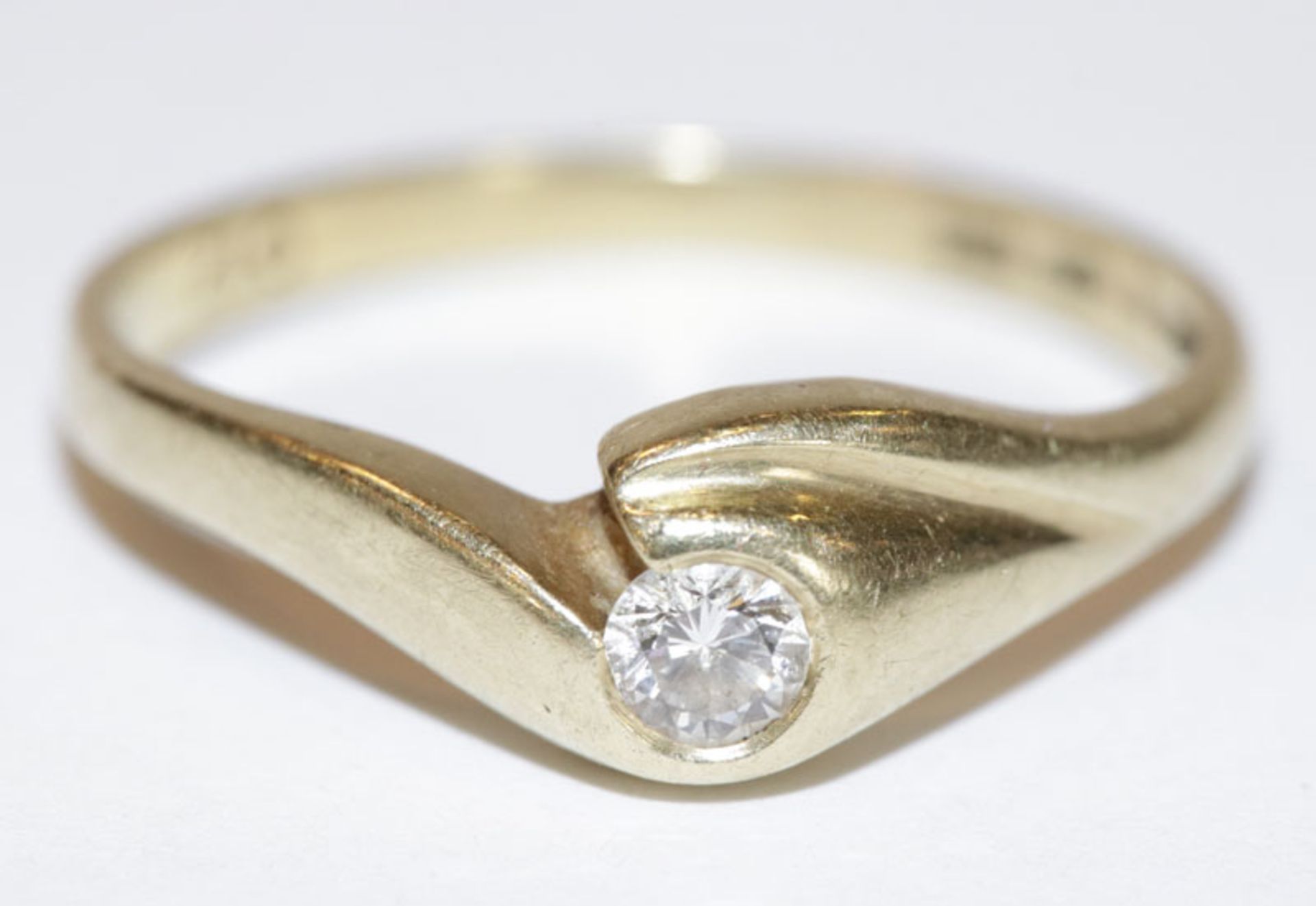 14 k Gelbgold Ring mit Diamant, 2 gr., Gr. 54