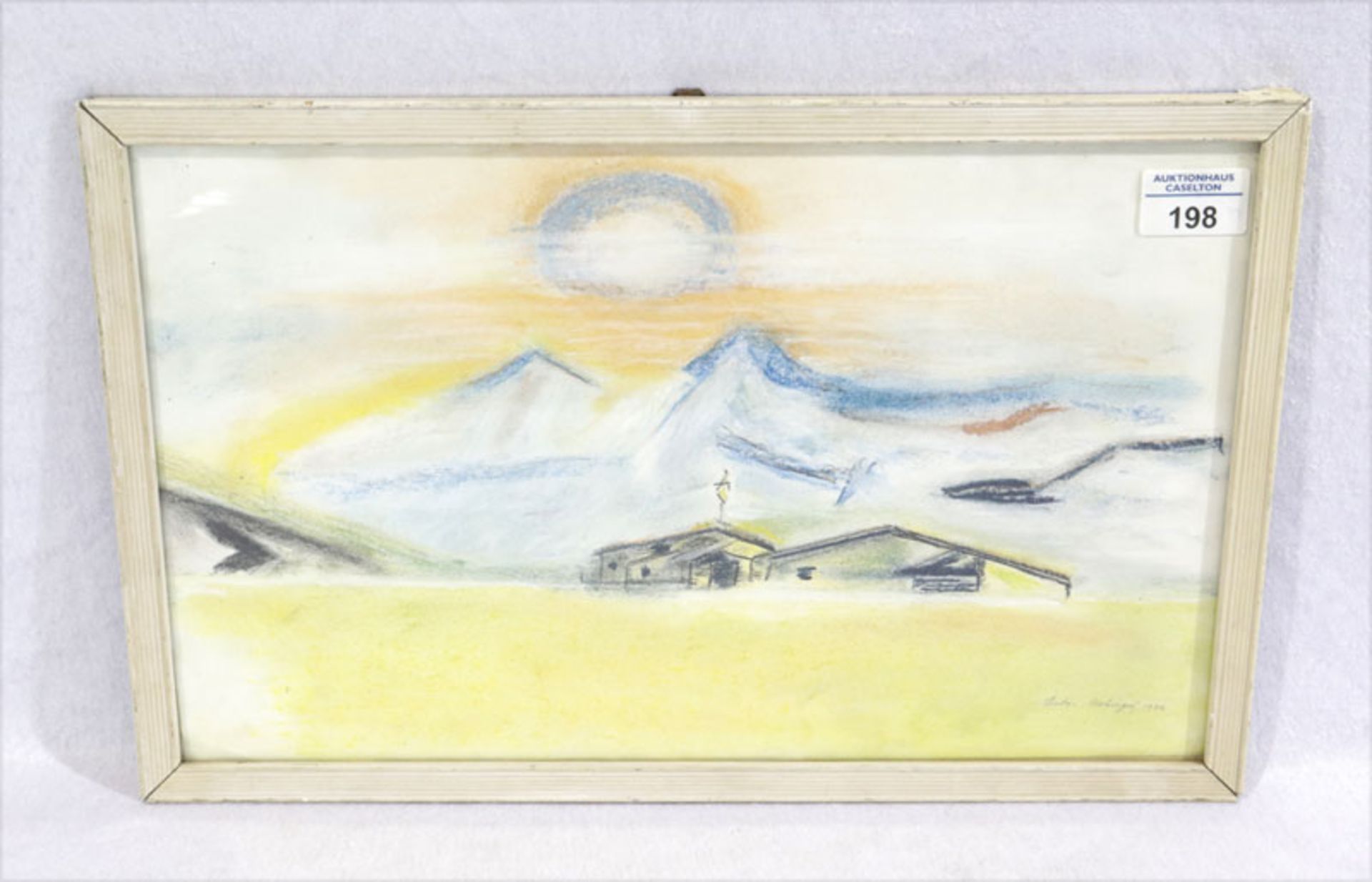 Original Pastellgemälde 'Gailtal - Der letzte Sonnengruß',signiert Anton Mahringer 1950, * 1902 Neuh