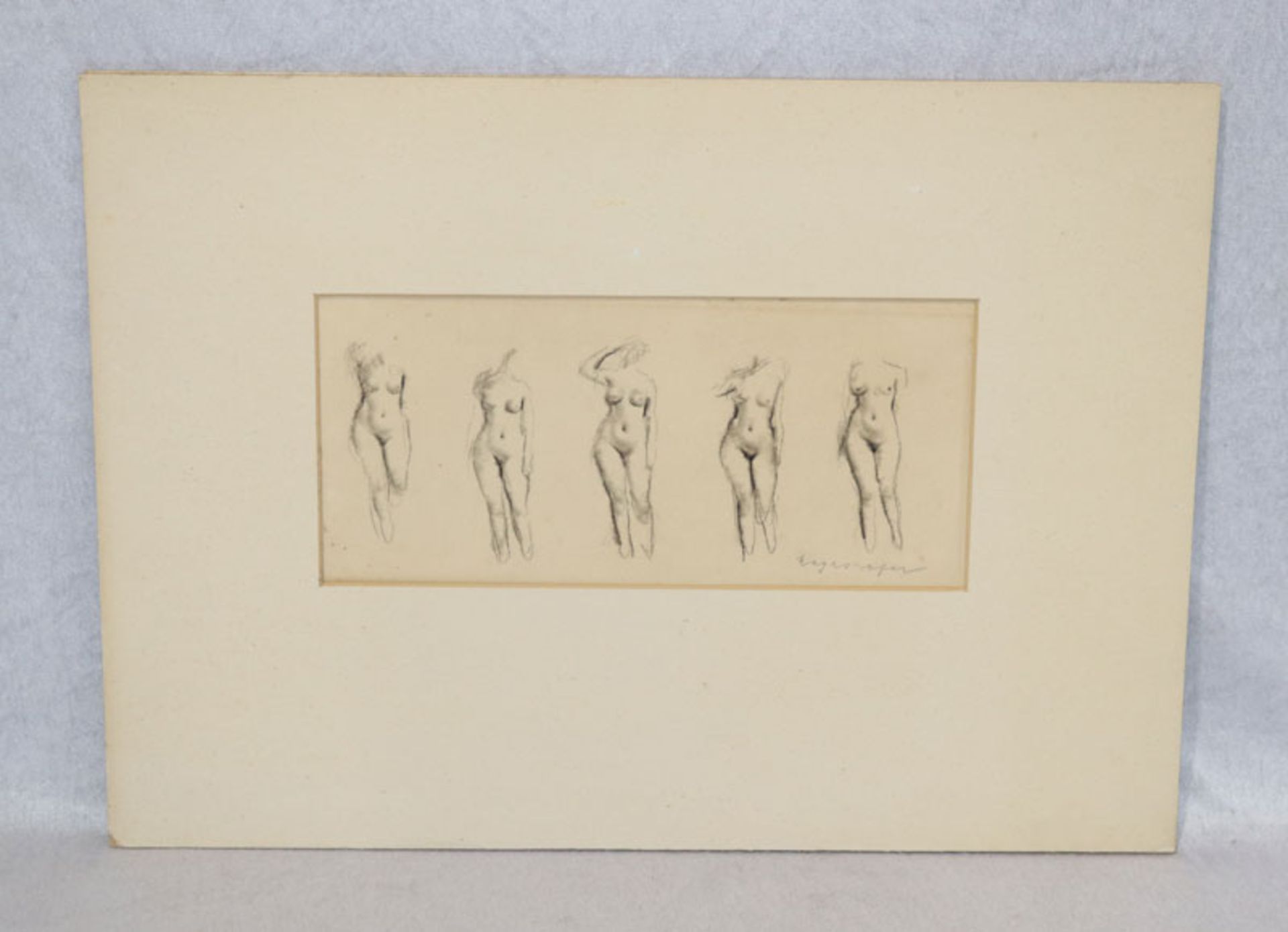 Bleistiftskizzen 'Fünf Studien. Weibliche Akte', signiert Mayershofer, Max, * 1875 München + 1950 Mü