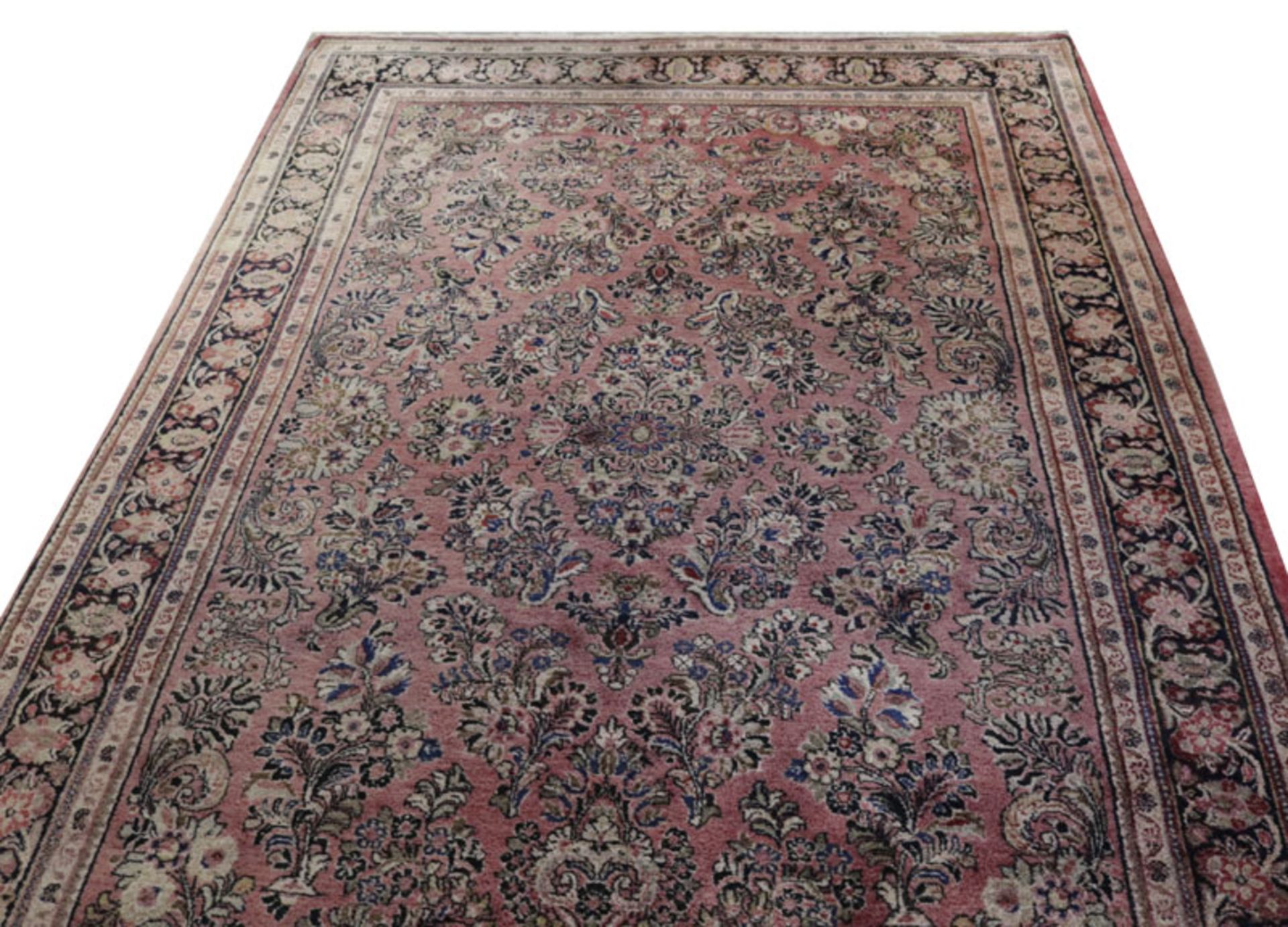 Teppich, Sarough, weinrot/bunt, Gebrauchsspuren, 278 cm x 188 cm