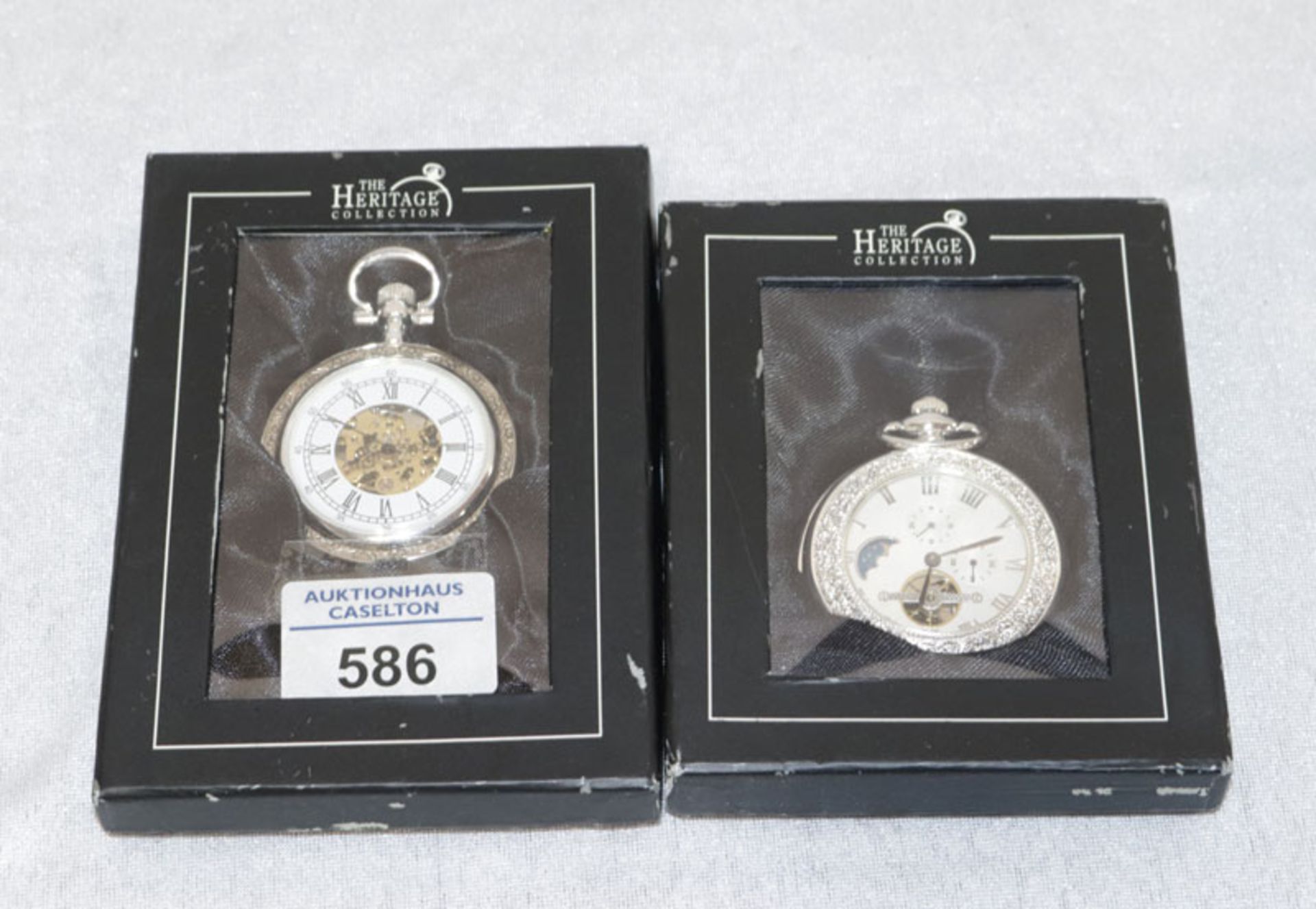 2 Taschenuhren, The Heritage Collection, eine mit Uhrenkette, neuwertig in Etuis