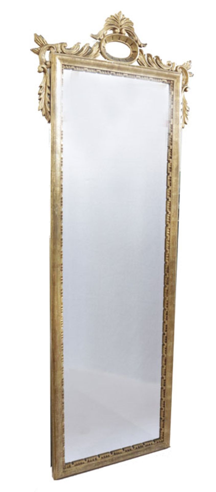 Wandspiegel in verziertem Goldrahmen, Rahmen teils beschädigt, incl. Rahmen 148 cm x 55 cm, Abholung