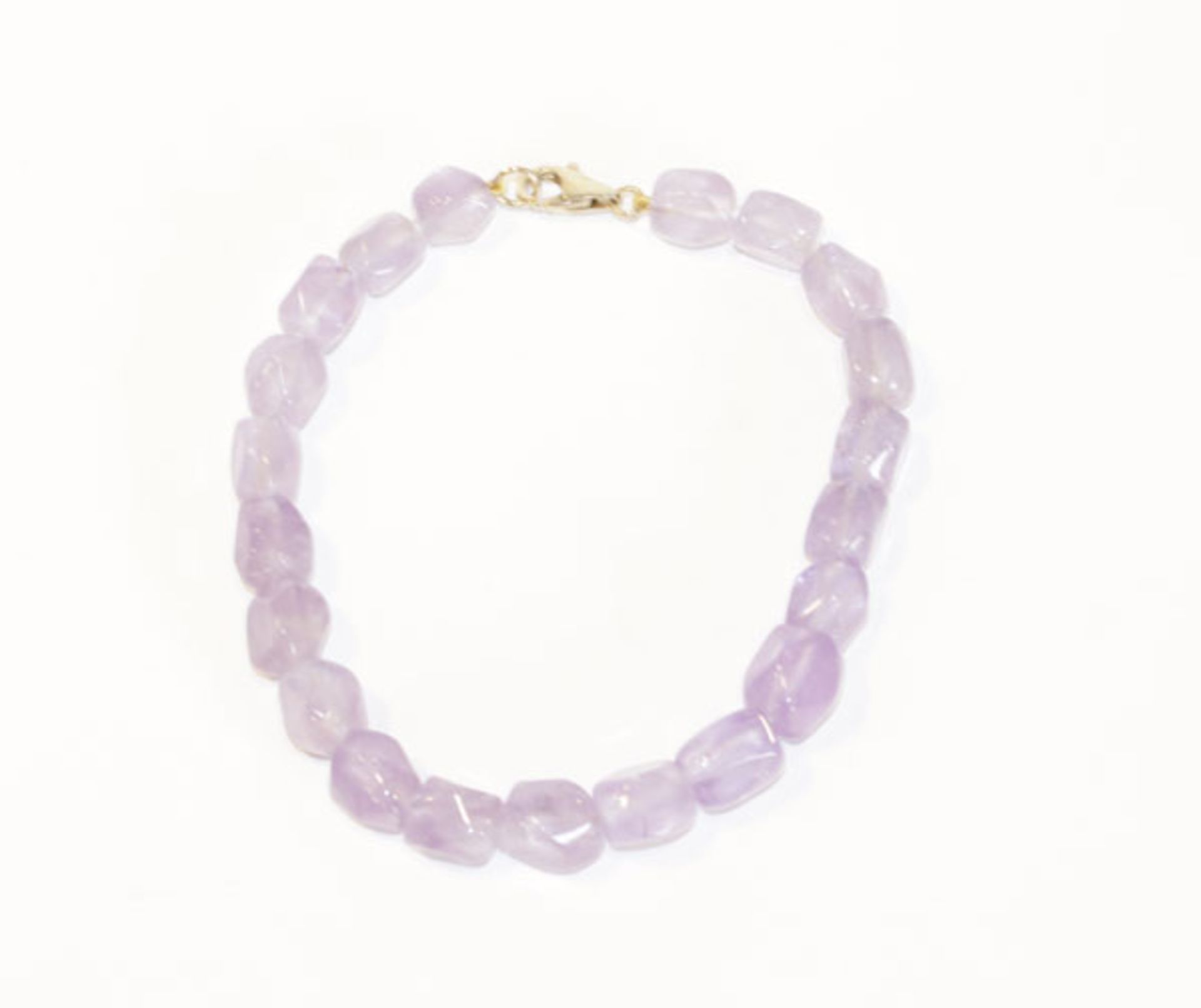 Amethyst Armband mit 8 k Gelbgold Schließe, L 20 cm