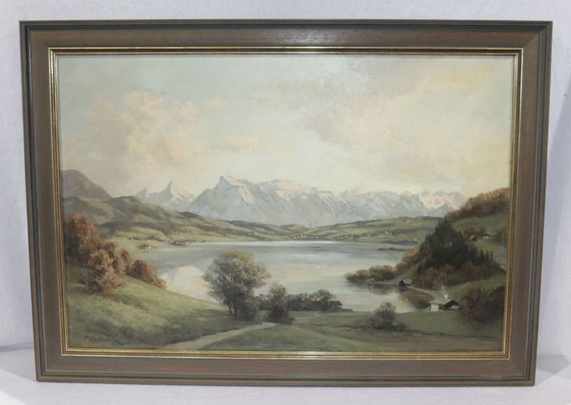 Gemälde ÖL/LW 'Salzburger Landschafts-Szenerie', signiert F. Kulstrunk, Franz Kulstrunk, * 1861 Rads