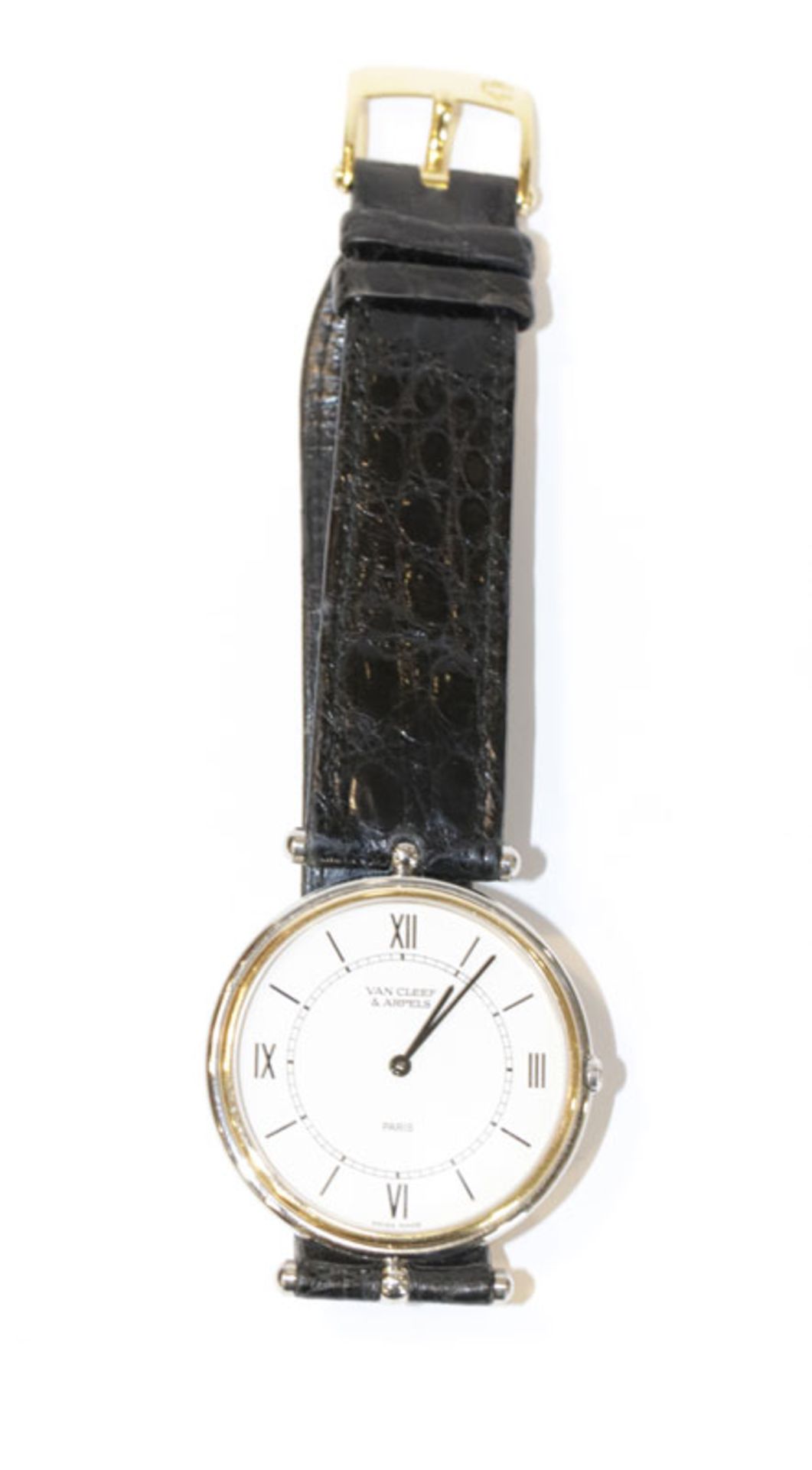 Van Cleef & Arpels Paris Armbanduhr, Stahl/Gold um 1990, La Collection, intakt, an Original Armband,