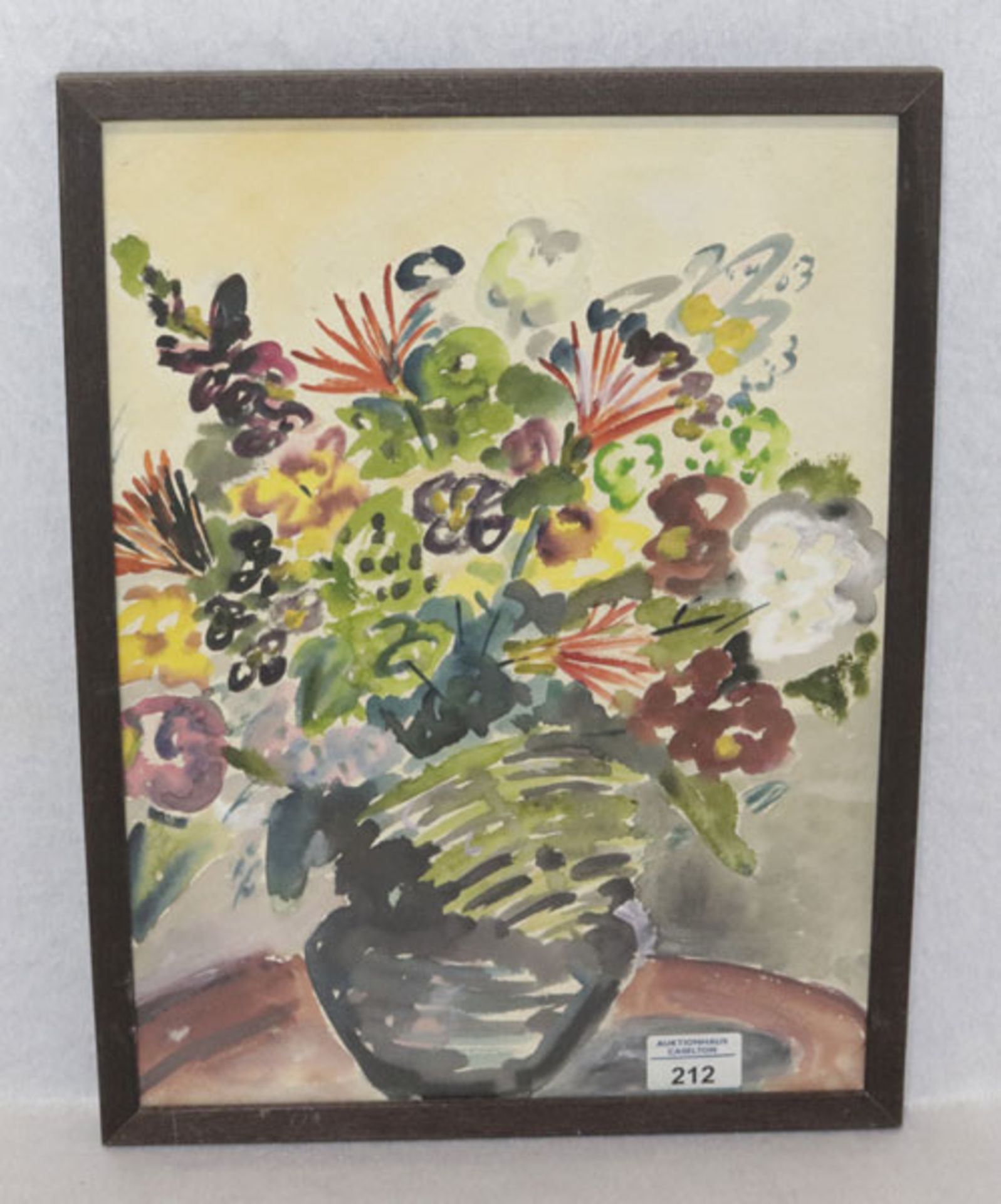 Aquarell 'Blumen in Vase', signiert R. Th. Bosshard, ev. Rodolphe Theophile Bosshard, unter Glas ger