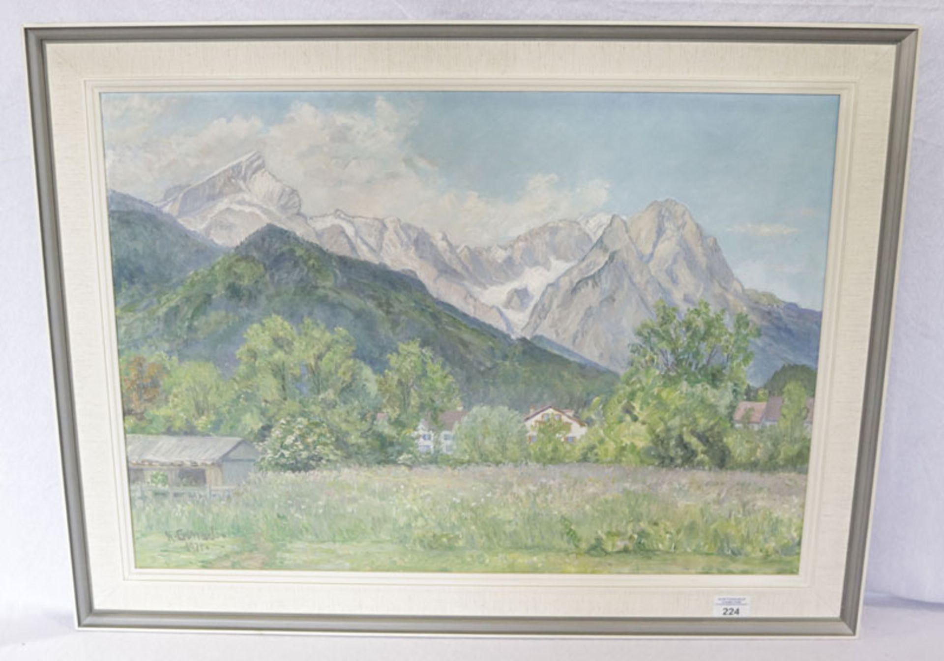 Gemälde ÖL/LW 'Garmisch vor Wettersteingebirge', signiert K. Günzel, datiert 71, Käthe, * 14.11.1896