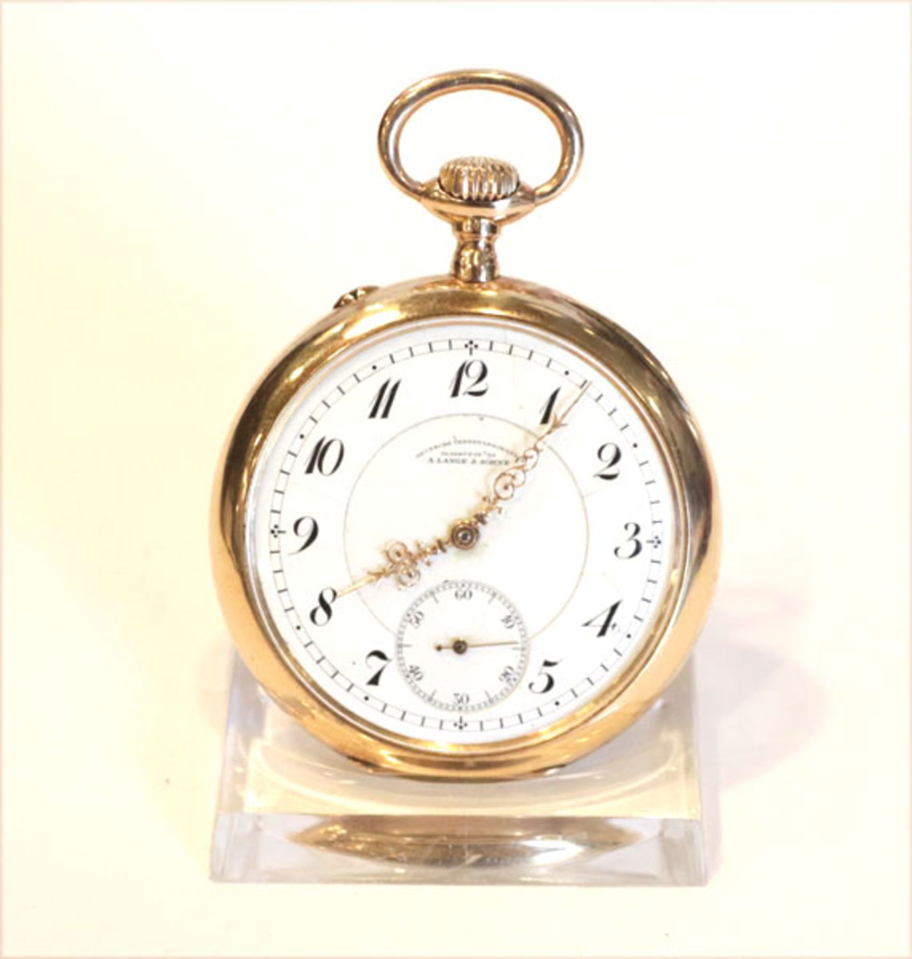 14 k Rosegold Taschenuhr, Deutsche Uhrenfabrikation Glashütte SA/1, A. Lange &amp; Söhne, intakt, 81