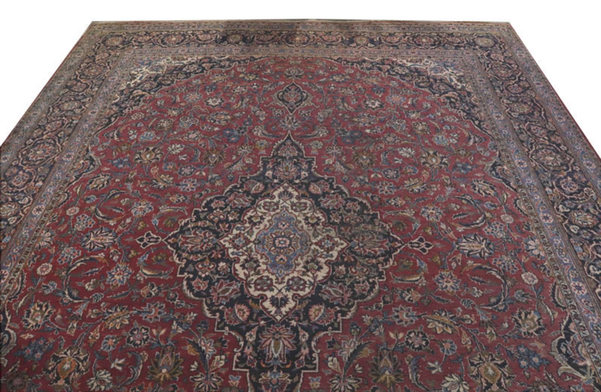 Teppich, Keshan, rot/blau/bunt, Gebrauchsspuren, teils verschossen, 315 cm x 270 cm, Abholung oder