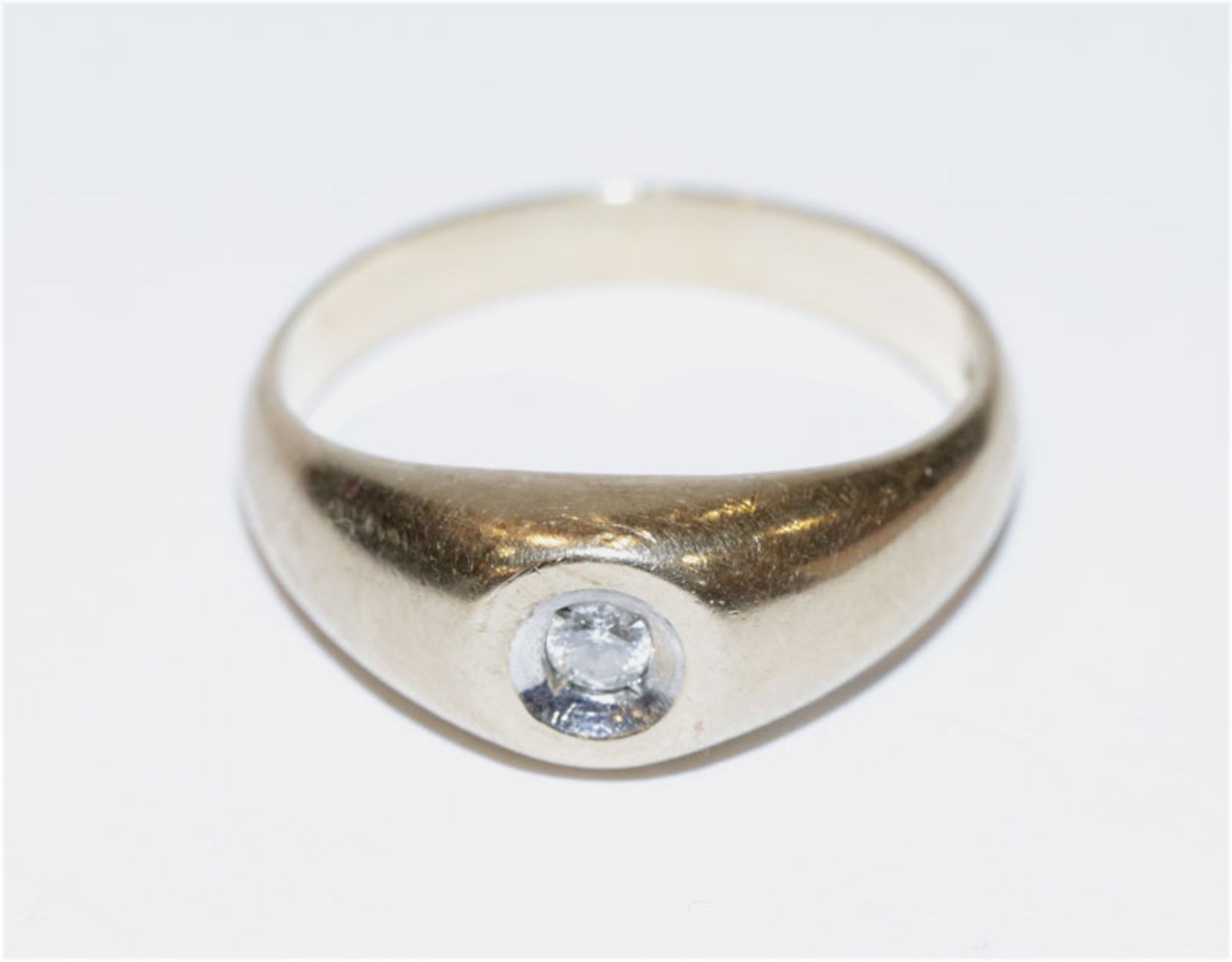 14 k Gelbgold Ring mit Diamant, 4,43 gr., Gr. 56