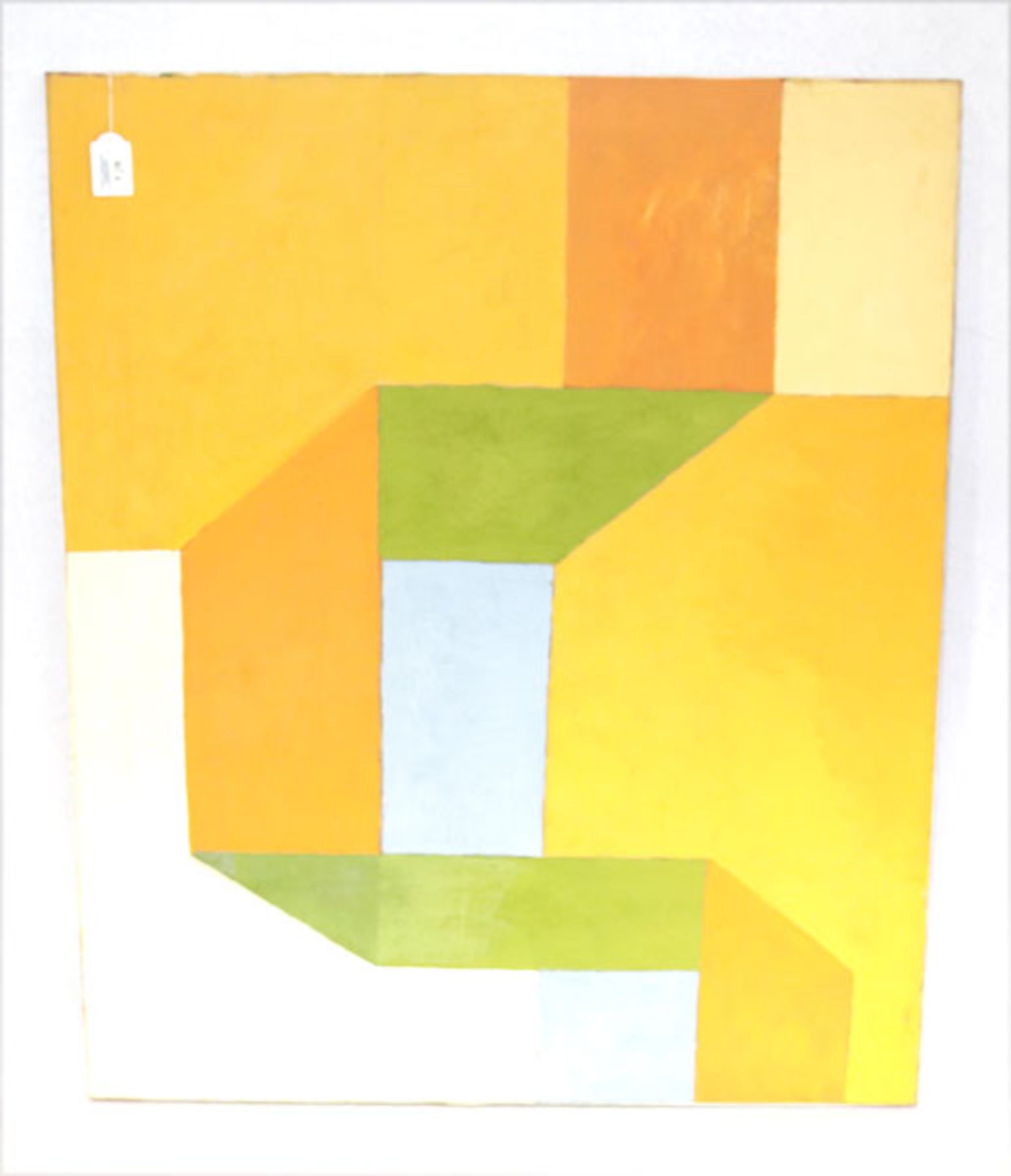 Gemäde ÖL/LW 'Ecken in orange, grün, hellblau und beige', von Rudolf Härtl, 2005, * 1930 München -