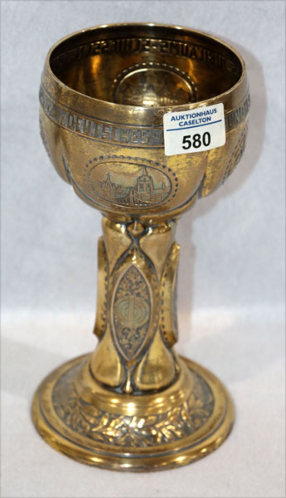 Schützenpokal, Bundesschiessen, 800 Silber/vergoldet, 273 gr., feines Reliefdekor und