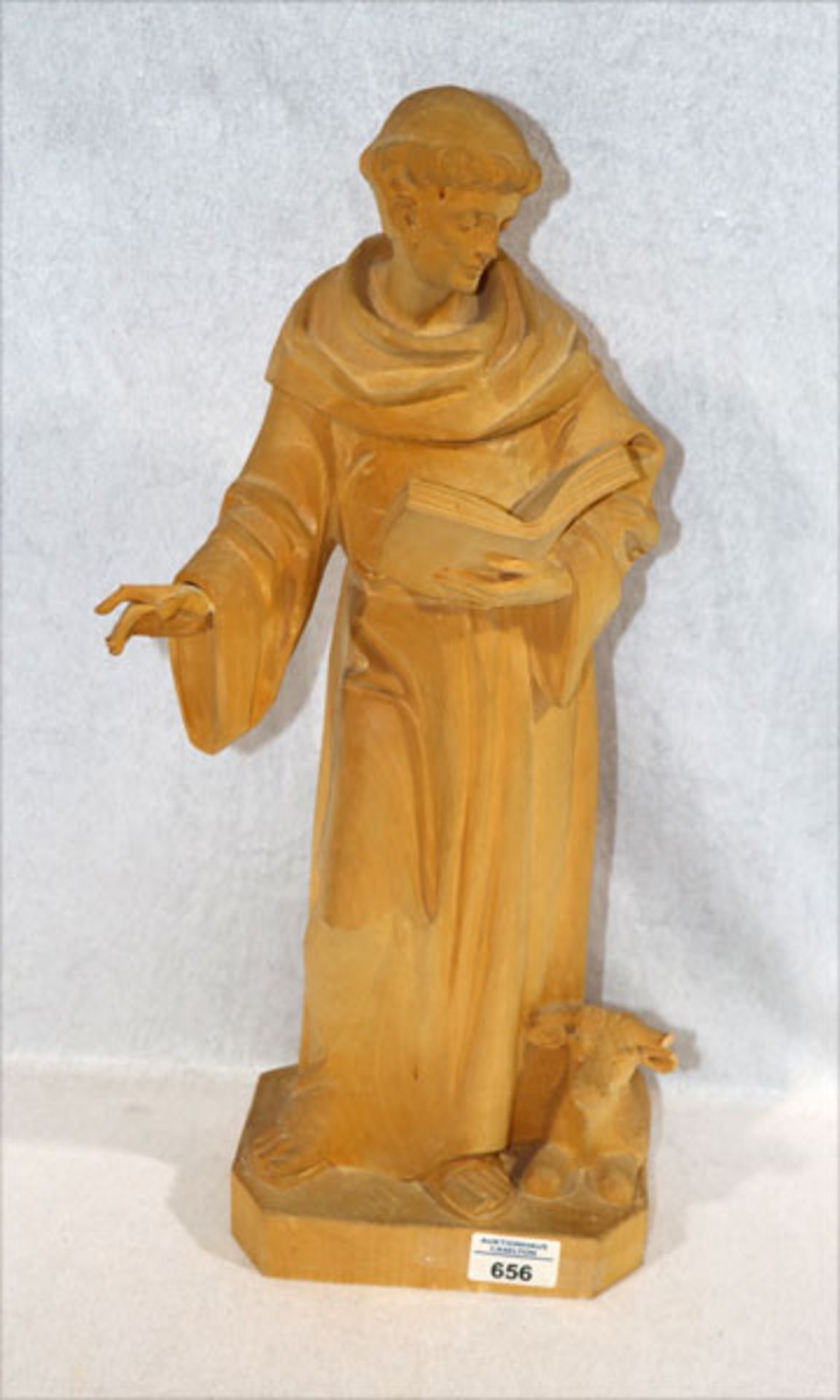 Holz Figurenskulptur 'Heiliger Leonhard', H 51 cm, B 24 cm, T 14 cm, leicht bestossen