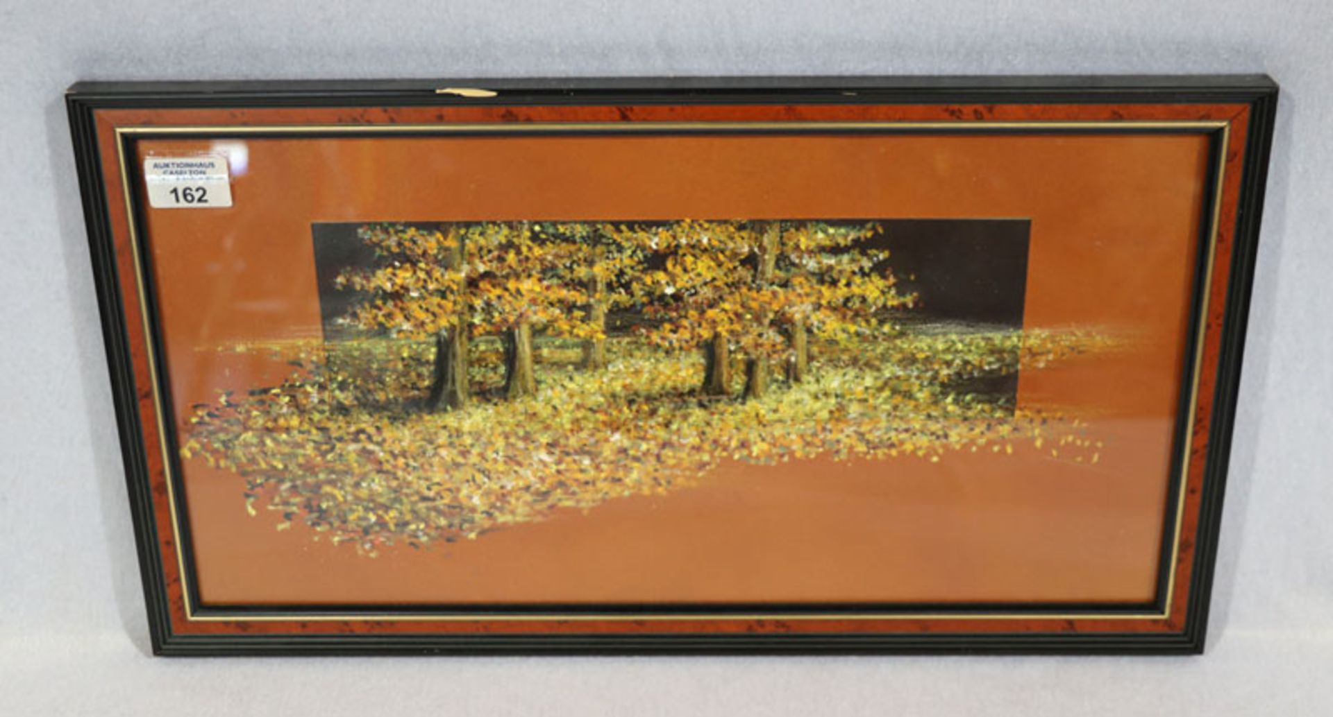 Gemälde ÖL/Papier 'Herbstwald', rückseitig bezeichnet Angelika Adam, 1994, unter Glas gerahmt,