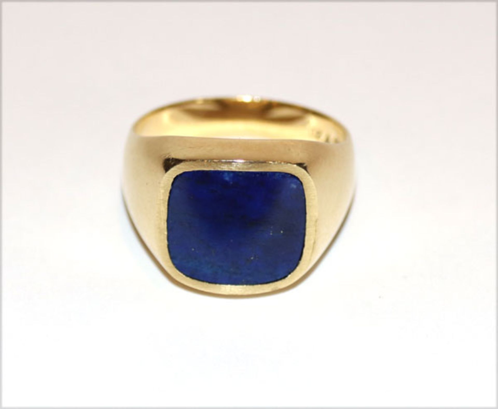 14 k Gelbgold Herrenring mit Lapislazuli, 12 gr., Gr. 66