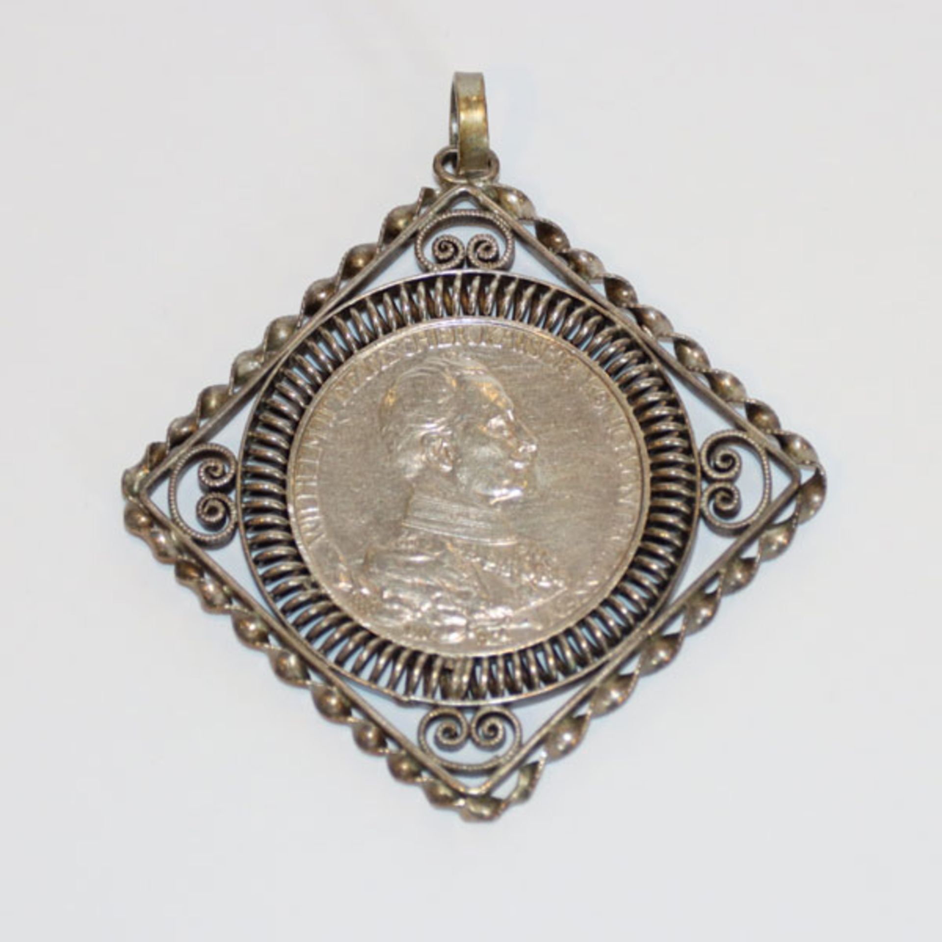 Silbermünze 3 Mark Wilhelm II., schön gefaßt, 30 gr.