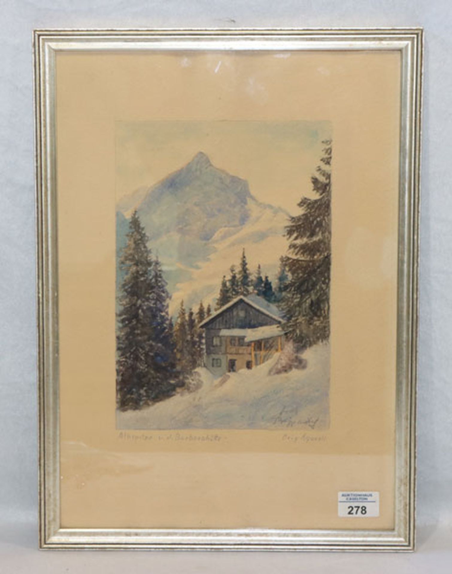 Aquarell 'Alpspitze v. d. Barbarahütte', signiert Franz Krippendorf, * 1907 Innsbruck - 1982