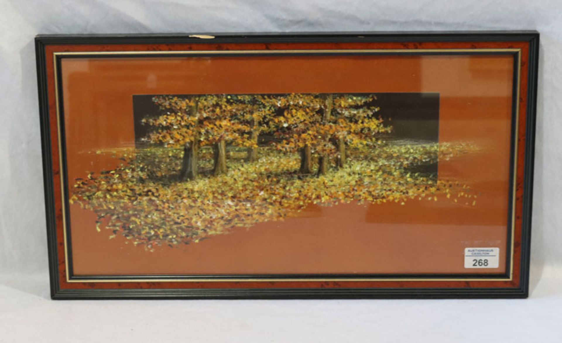 Gemälde ÖL/Papier 'Herbstwald', rückseitig bezeichnet Angelika Adam, 1994, unter Glas gerahmt,