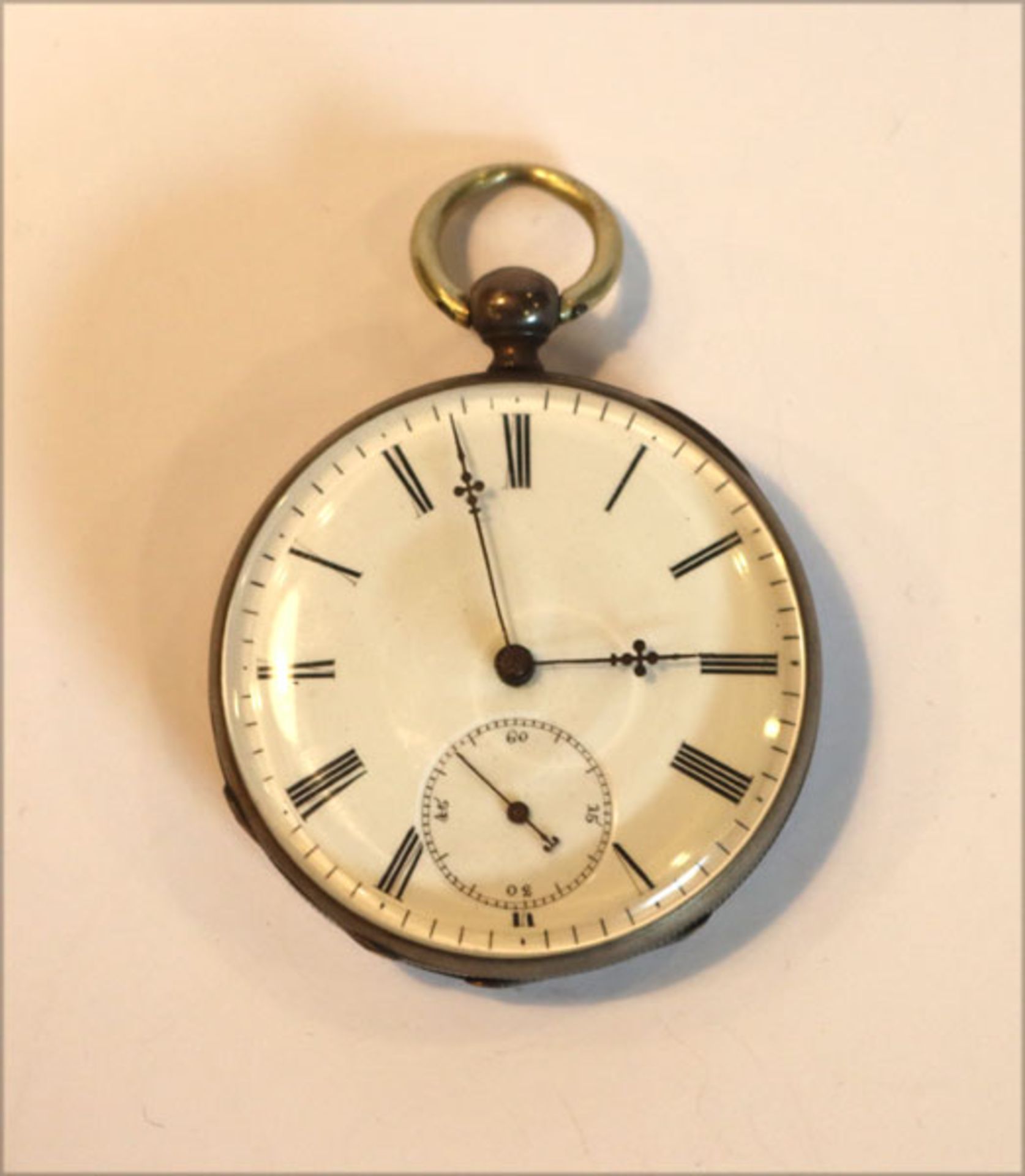 Silber Schlüssel Taschenuhr um 1900, Schlüssel fehlt, wohl intakt, D 4,5 cm