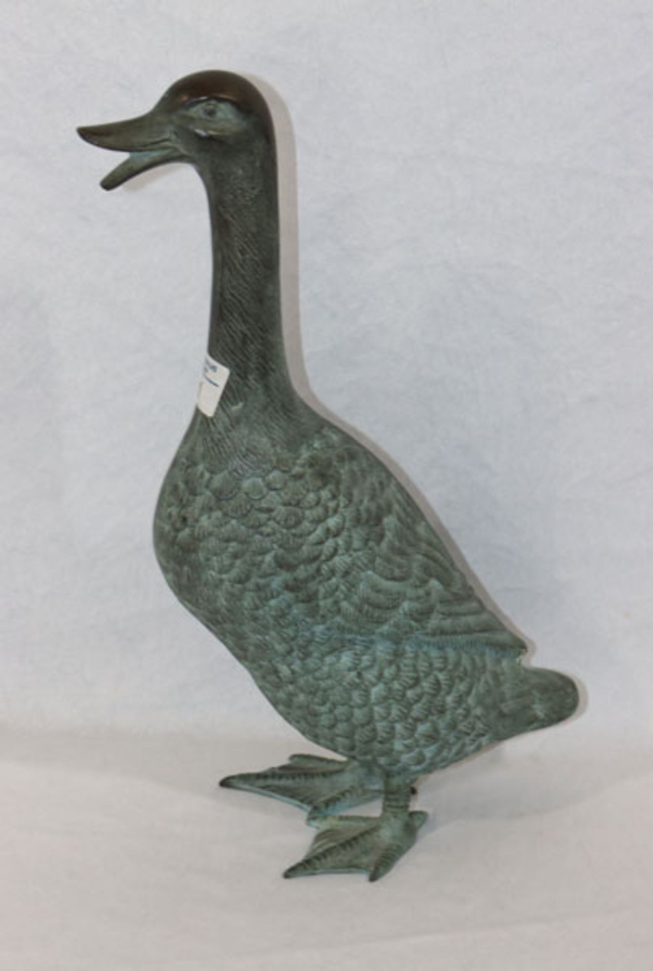 Tierfigur 'Ente', Metall, patiniert, H 37 cm