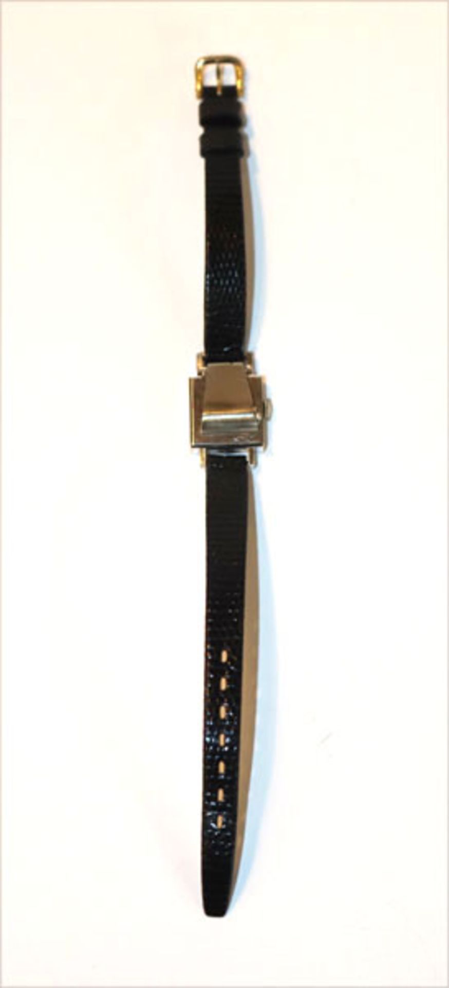 LeCoultre Damen Armbanduhr, 14 k Weißgoldgehäuse in eckiger Form mit aufklappbaren Deckel,