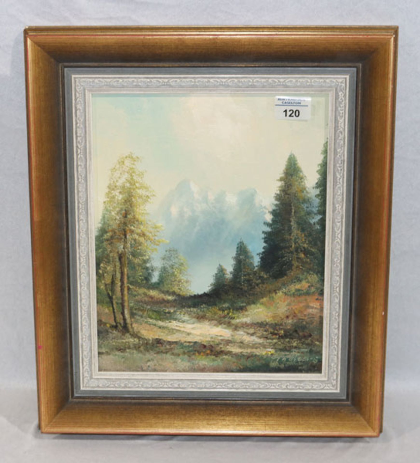 Gemälde ÖL/Hartfaser 'Gebirgslandschaft', signiert Keizers, Garmisch, der Maler lebte um 1970