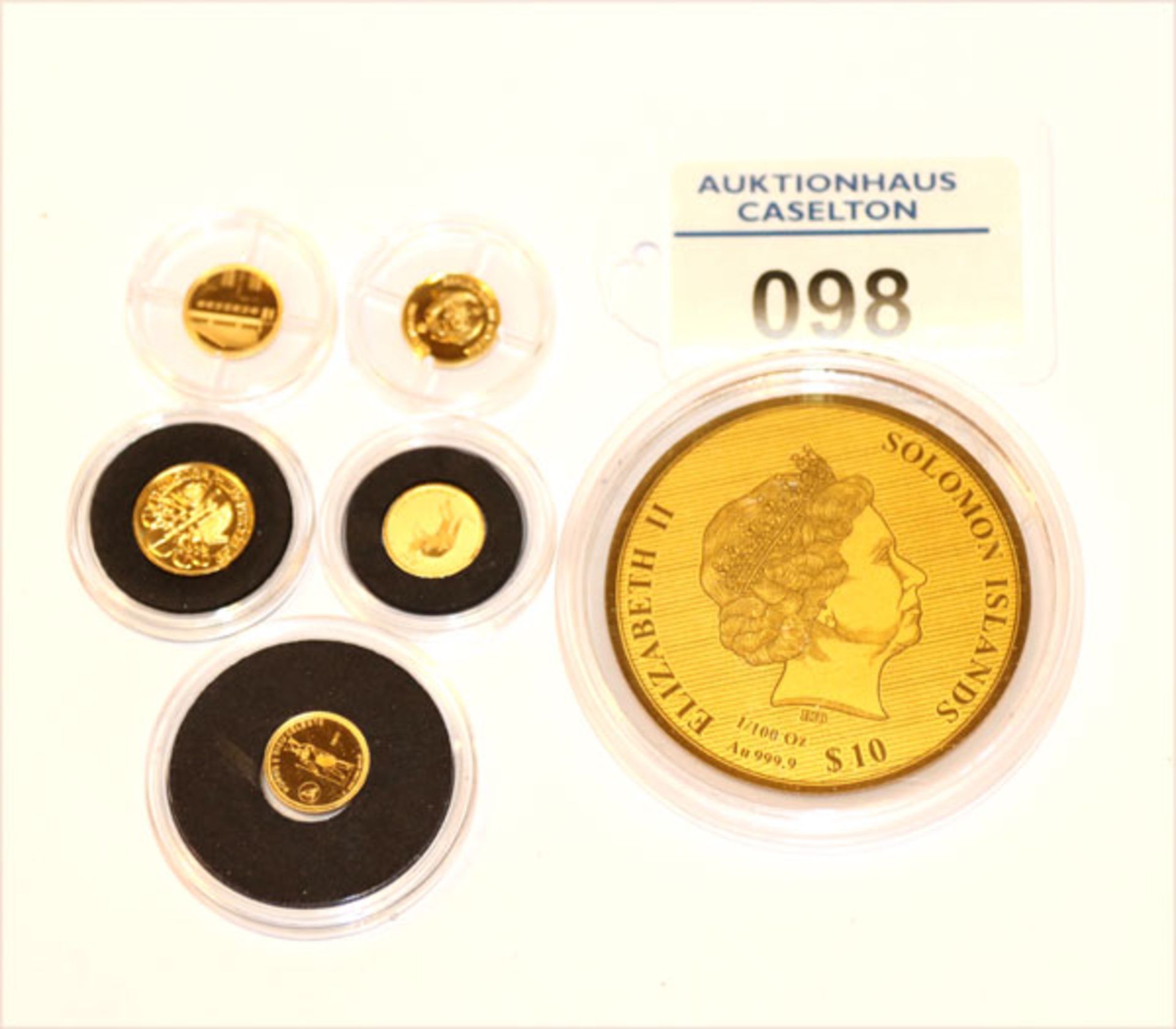 Konvolut von 6 Feingold Minimünzen, zus. 3,55 gr.
