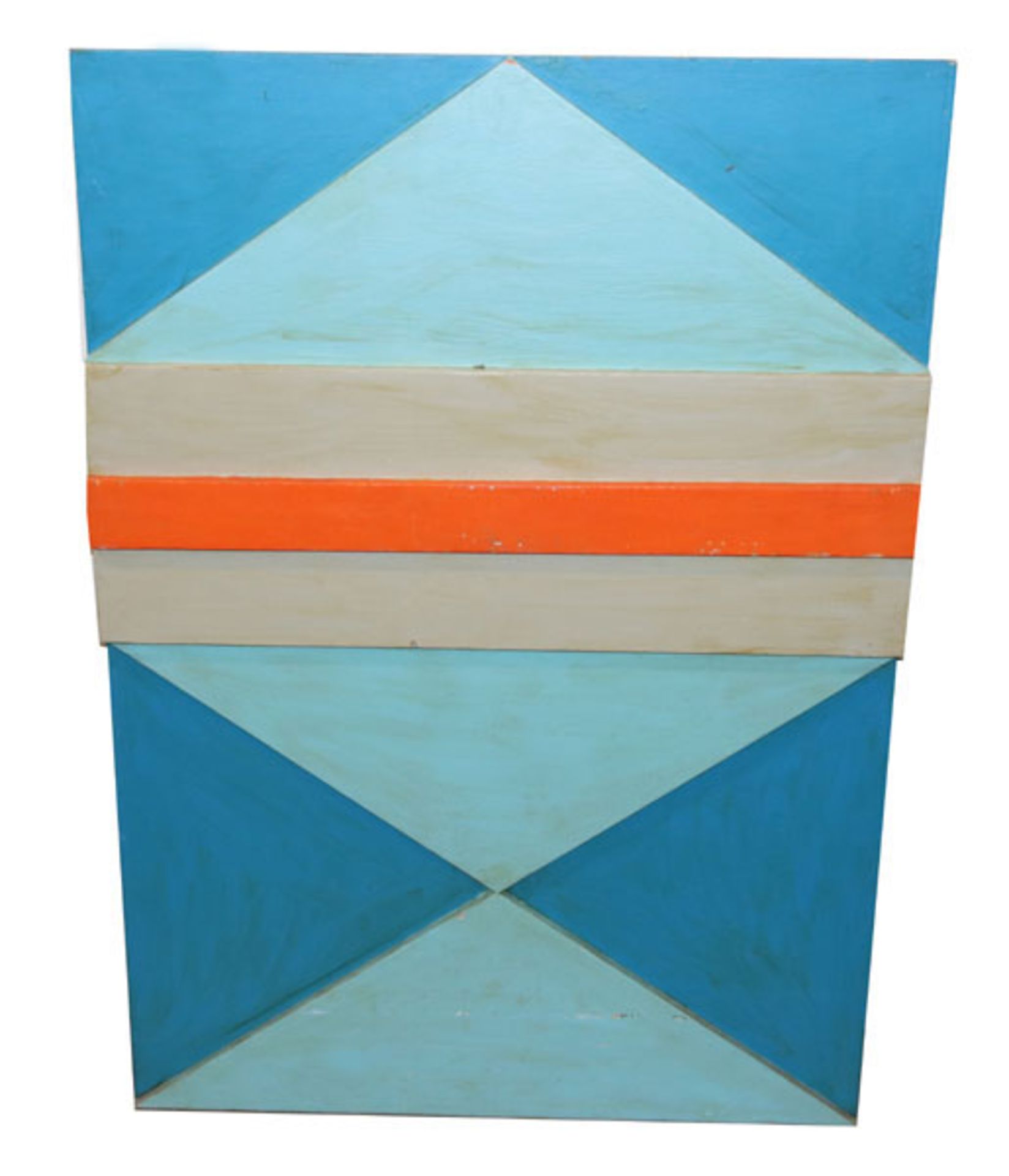 Holzobjekt 'Blau/grau und Orange', rückseitig bez. Rudolf Härtl, 2005, * 1930 München - lebt in