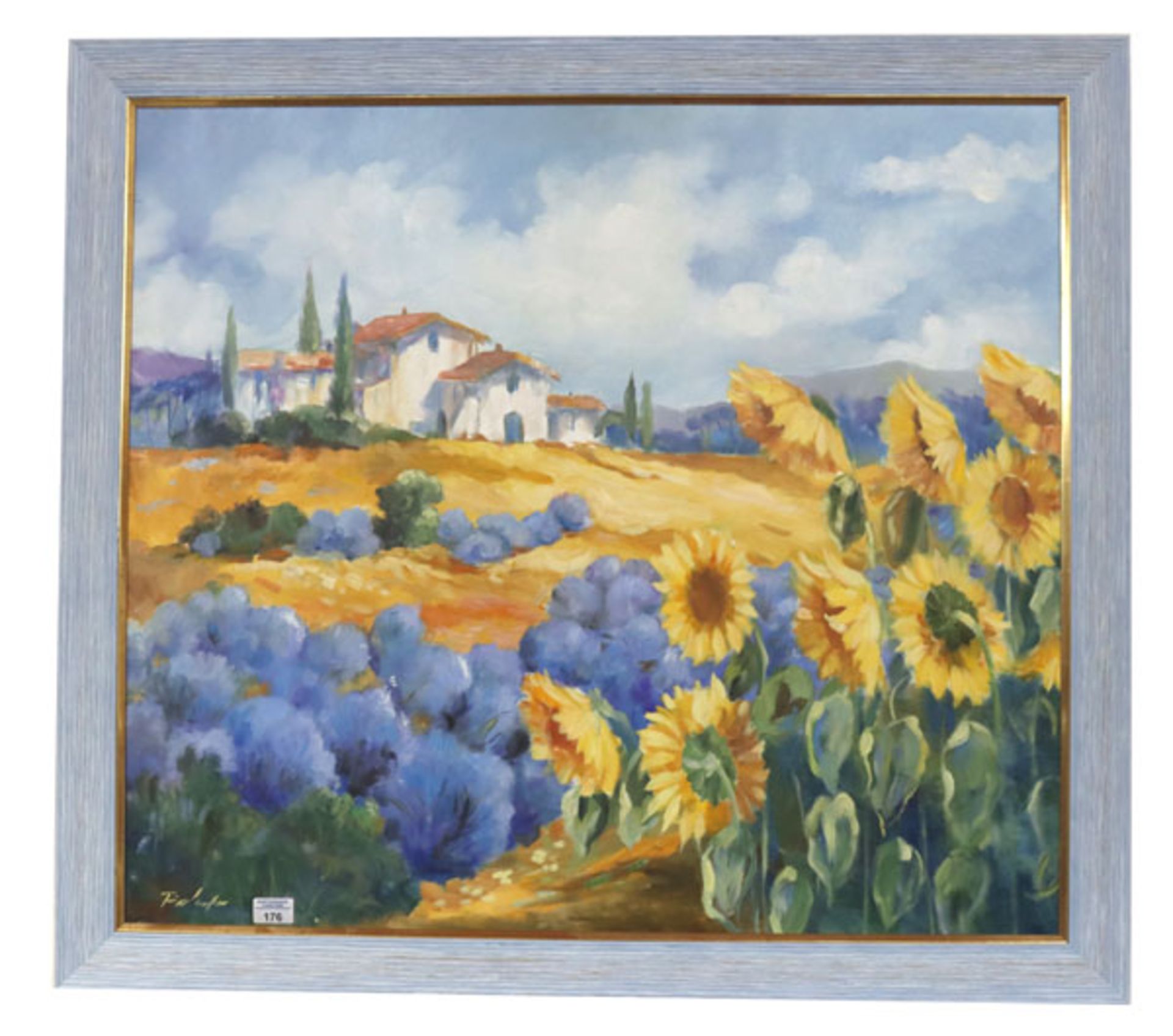 Gemälde ÖL/LW 'Toskana Landschaft', undeutlich signiert, gerahmt, Rahmen leicht berieben, incl.